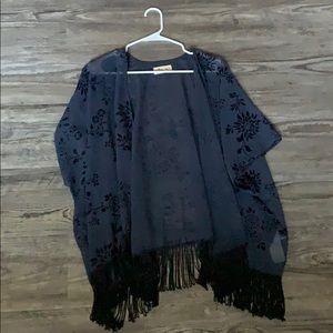 Blue fringe cover up